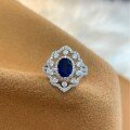 wholesale 925 Silver Shipei Jewelry 6*8 Oval Retro Hollow 1 Carat Women's Ring with Cultivated Gemstone, Bestseller Ring Size 4-12#-0-3