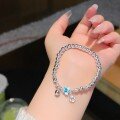 wholesale 999 Pure Silver Women's Lucky Charm Beaded Bracelet DIY Design Bangle Versatile Luxe Fine Jewelry One-Piece Drop Shipping-0-2