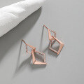 wholesale S925 Sterling Silver Korean Version Ins Minimalist Geometric Rhombus Inlaid Zircon Earrings for Women-0-1