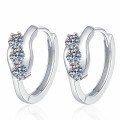 Sterling Silver Geometric Swirl Hoop Earrings with Moissanite-0-3