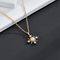 wholesale Metal: Plated K Gold, Material: Sterling Silver with White Zircon and Lab-Created Opal, Style: New Light Luxury Diamond Pattern, Type: Necklace, Source: Direct Factory Wholesale-0-0
