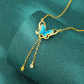 wholesale S925 Sterling Silver Enamel Butterfly Necklace for Women, High-End Small Batch Design, Luxury Elegant Collarbone Chain, Minimalist Style-0-2