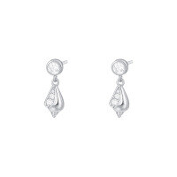 wholesale 925 Sterling Silver Conch Earrings With Zircon, Exquisite And Fashionable Cross-border European And American Niche Design-E4412-White Gold 925 Silver