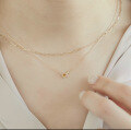 wholesale 9K Gold Japanese Minimalist Niche Style Morganite and White Zircon Necklace, Yili Jewelry Spring New Collection-0-2