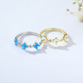 wholesale S925 Silver Ins Style Japanese Floral Round Composite Opal OPAL Ring Women's Blue Opal Light Luxury Jewelry Band-0-2