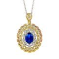 wholesale Metal Material, ZHUOZHIFAN Jewelry New Italian Craftsmanship Court Style 6*8 Simulated Sapphire Necklace Pendant Live-0-4