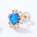 wholesale 925 Silver Plated Gold Japanese Light Luxury Retro Opal Flower Geometric Zircon Earrings Wholesale-0-3