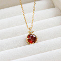 wholesale S925 Silver Simple White Shell Rose and Red Garnet Necklace, Double-Sided Wear-0-2