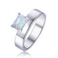 wholesale S925 silver minimalist Japanese-style octagonal synthetic opal ring, luxurious opal jewelry-0-4
