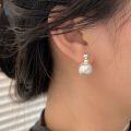 wholesale S925 Sterling Silver Pearl Ear Studs for Women, New Korean Style Ethereal Elegant Versatile Earrings-0-3