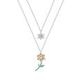 wholesale 925 Sterling Silver Double Layer Sunflower Necklace Summer Design Niche Flower Collarbone Chain New-0-4