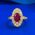wholesale S925 silver jewelry new style, lightweight luxury retro exquisite6*8mm oval red zircon ring-0-0