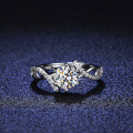 Silver Moissanite Ring Women's Interwoven Ins Style Pinky Stacking Ring-0-0