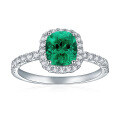 wholesale S925 Silver Lab-Grown Emerald Cushion-Cut 15ct Ring Fashionable and Versatile Direct Factory Stock-0-0