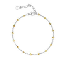 wholesale 925 Sterling Silver Bead Accent Cable Chain Necklace, Cross-Border Ins Light Luxury Advanced Sense Collarbone Chain-Two-tone bracelet