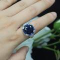 wholesale 925 Silver Gold Plated Ring with High Carbon Diamond Royal Blue Cushion Art Deco Retro Versatile Jewelry Women's Ring-0-1