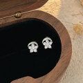 wholesale Sterling Silver Hold Eternal S999 Floral Stud Earrings for Women, Light Luxury Forest Style Small and Exquisite Earrings, Korean Fashion Trend-0-2