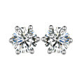 wholesale S925 Sterling Silver Six-Prong Moissanite Stud Earrings, Minimalist Design, Women's Independent Website Best-Selling Jewelry-0-4