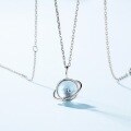 wholesale S925 Sterling Silver Minimalist and Light Luxury Universe Planet Pendant Necklace with Sky Blue Topaz, Small Batch Design-0-0