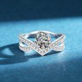 925 Sterling Silver Crown Love Wing Moissanite Ring, 1 Carat V-Shape Engagement Couple's Ring-0-0