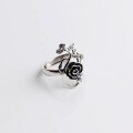 wholesale S925 Sterling Silver Fashion Trendsetter Korean Japanese Personality Minimalist Retro Exaggerated Rose Flower Ring with Grand Temperament-0-1