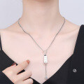 wholesale S925 Sterling Silver Distressed Patchwork Personalized Skateboard Pendant with White Zircon and Tassel Unisex Collarbone Necklace-0-2