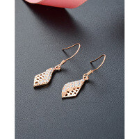 wholesale 925 Sterling Silver Diamond-Inlaid Rhinestone Drop Earrings for Women, Small and Exquisite High-End Long Hook Earrings, New Design-Rose gold earrings with plastic earplugs  925 silver