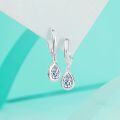 wholesale S925 Sterling Silver Waterdrop Moissanite Earrings for Women, Simple Maple Fashion Korean Style Summer Stud Ear Clips-0-0