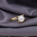 wholesale Wholesale jewelry manufacturers summer vintage minimalist luxury style 9K gold pearl ring-0-1