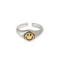 wholesale S925 Sterling Silver 418 Korean Version Ins Retro Vintage Minimalist Smile Ring Women's Versatile Band-0-4