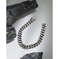wholesale S925 Sterling Silver 376 Korean Version Ins Heavy Duty Textured Cool Tone Vintage Antique Chain Bracelet for Men and Women Couples-0-1