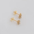 wholesale S925 silver plated with 14k gold, Japanese-style white zircon stud earrings from-0-4