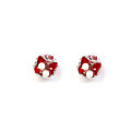 wholesale S925 Sterling Silver Plated with K Gold, Dunli Jewelry New Year Red Elegant Floral Ear Stud with Pearl Wholesale from Manufacturer-0-4