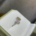 wholesale Metal: S925 Silver Gold Plated Cross-border new champagne color moissanite 1 carat square ring, versatile style for daily wear-0-1