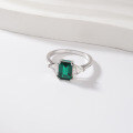 wholesale S925 Classic Cultivated Zambian Small Octagon 2ct Emerald Ring Cross-Border E-Commerce Ready Stock Wholesale-0-1