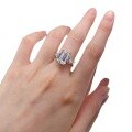 wholesale Metal material at the front - Mu Jing Jewelry simulated gemstone ring emerald cut 5 carat 12*8 niche design sugar cube diamond ring for women-0-4