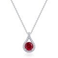 wholesale S925 Silver Cross-border Exclusive Lab-Grown Ruby Teardrop Necklace for Women, Silver with Colored Gemstone Pendant Choker, Wholesale Custom for Europe and America-0-5