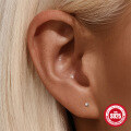 wholesale 999 Sterling Silver Small Silver Round Bead Elegant Advanced Zircon Versatile Daily Ear Stud for Pierced Ears-0-2
