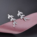 wholesale S925 minimalist Japanese-Korean forest leaf earrings for women, fashionable student sweet and fresh trendy jewelry wholesale-0-1