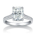 wholesale S925 Sterling Silver Plated with 18K Gold 3-Carat Cushion Cut Moissanite Ring for Women, Cross-Border Jewelry Wholesale-0-4