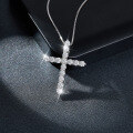 wholesale 925 silver plated with 18k gold, 30mm D-color round moissanite cross necklace that passes diamond tester, same as hip-hop rappers wear-0-2