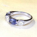 wholesale S925 Silver New Oval 4*6 White Diamond with Tanzanite Channel Set Ring for Women-0-1