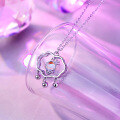 wholesale S925 Sterling Silver Women's Moonstone Snake Necklace with Bell and Ruyi Lock, Small and Unique Design, New Chinese Style Collarbone Chain-0-2