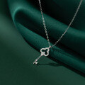 wholesale S925 sterling silver diamond-encrusted key necklace for women, French vintage-inspired, luxurious antique feel, simple and elegant collarbone chain D8755-0-2