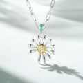 925 Sterling Silver Daisy Necklace, Unisex Simple Daily Wear Ins Style-0-1