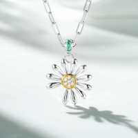925 Sterling Silver Daisy Necklace, Unisex Simple Daily Wear Ins Style-Necklace - XL419  925 Silver