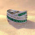 wholesale S925 Sterling Silver New Emerald Row Love Intertwined Ring Cross-Border European and American Style Simple Women's-0-2