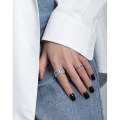 wholesale S925 pure silver Korean version ins niche design minimalist irregular X-shaped textured open ring for women-0-3