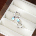 wholesale 925 Sterling Silver Circle Moonstone Earrings High-end Minimalist Ear Clips Women European and American Style Cross-Border Earrings-0-2