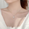 S925 Sterling Silver Moissanite 2ct Necklace with Hailry Square Pendant-0-1